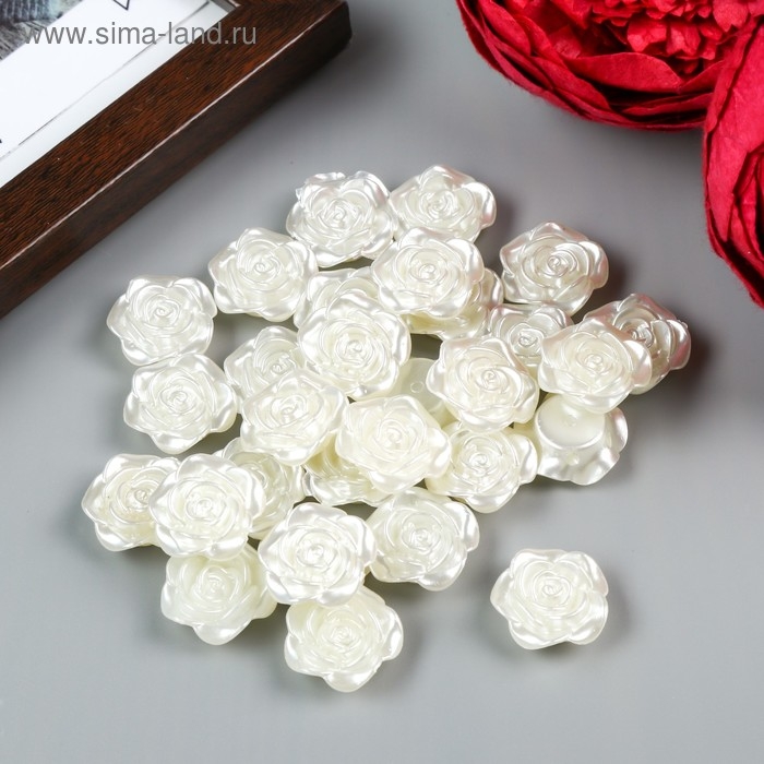 Декор для творчества пластик Декор для творчества пластик "Роза" жемчужный набор 30 шт 1,8х1,8 см