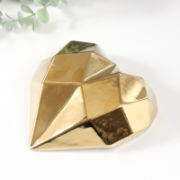 Сувенир керамика "Сердце 3D грани" золото 15х15х5 см