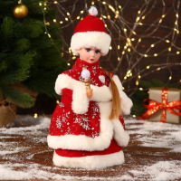 Снегурочка "В красной шубке с сердечком" двигается, 30 см Снегурочка "В красной шубке с сердечком" двигается, 30 см