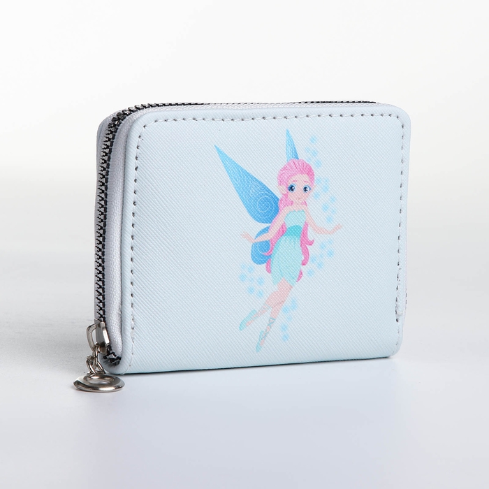 Кошелёк на молнии, отдел для карт, для монет, цвет светло-голубой