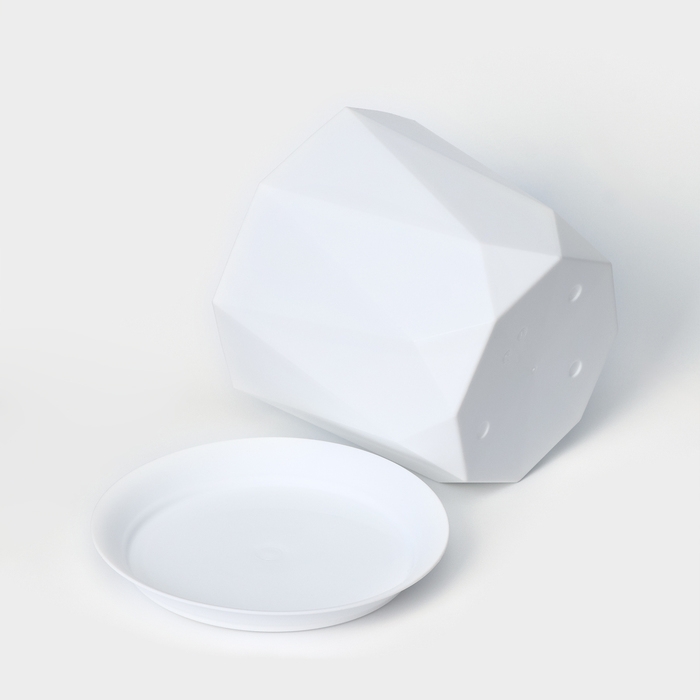 Горшок с поддоном &laquo;Призма&raquo;, 2,6 л, цвет белый