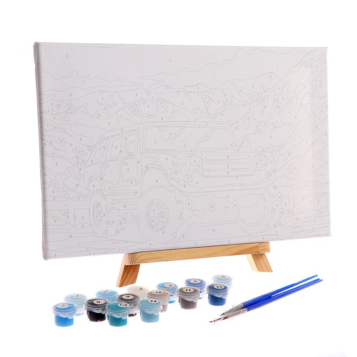 Картина по номерам на холсте с подрамником &laquo;Внедорожник в горах&raquo; 20х30 см