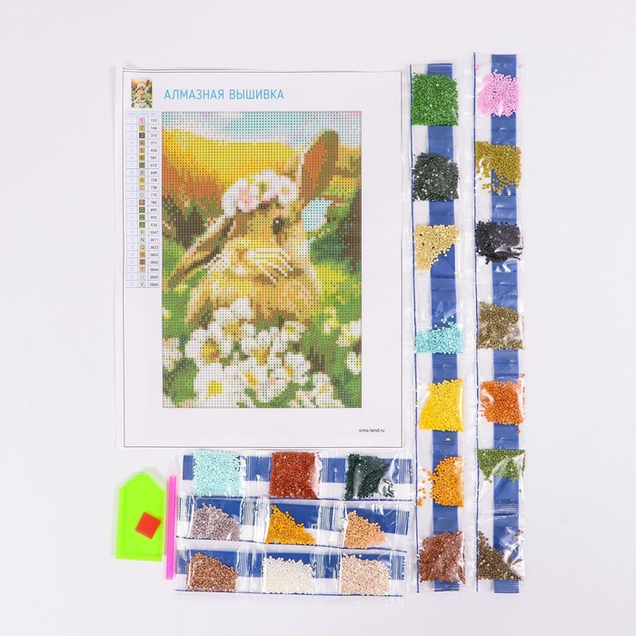 Алмазная мозаика с полным заполнением на холсте &laquo;Зайка&raquo;, 20 х 30 см