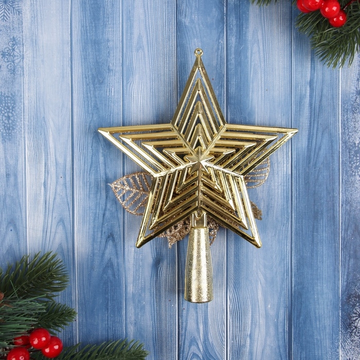 Наконечник "Звезда полоски объём цветок" 18х14 см, золото