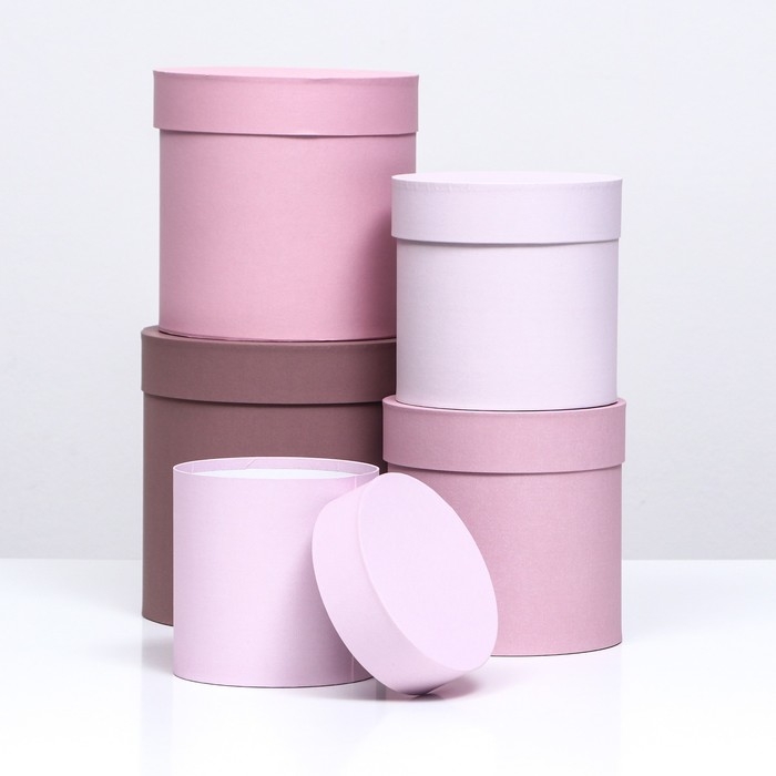 Набор круглых коробок 5 в 1, "Тепло" 20х20-14х14