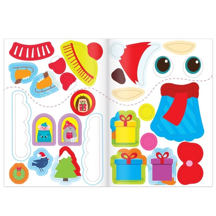 Новогодние аппликации наклейками &laquo;Белочка&raquo;