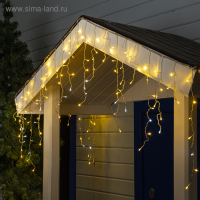 Гирлянда &laquo;Бахрома&raquo; 3 &times; 0.6 м, IP44, УМС, прозрачная нить, 160 LED, свечение тёплое белое, мерцание белым, 220 В