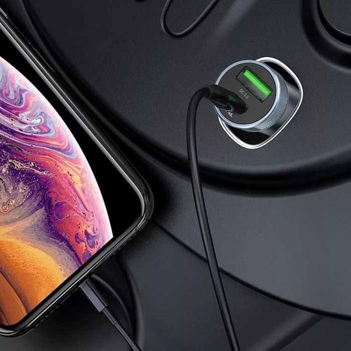 Автомобильное зарядное устройство Hoco Z32B, 1 Type-C, 1 USB, 20 Вт, 4 А, PD + QC, чёрное Автомобильное зарядное устройство Hoco Z32B, 1 Type-C, 1 USB, 20 Вт, 4 А, PD + QC, чёрное