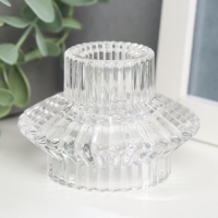 Подсвечник стекло на 1 свечу двусторонний "Юбочка" прозрачный 5,3х7,5х7,5 см Подсвечник стекло на 1 свечу двусторонний "Юбочка" прозрачный 5,3х7,5х7,5 см