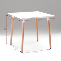 Стол на деревянных ножках HY-T03, белый, размер 80х80х74 см