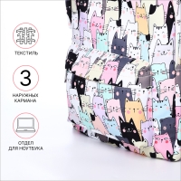 Рюкзак школьный из текстиля на молнии, 3 кармана, пенал, цвет разноцветный