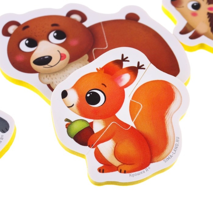 Мягкий пазл для малышей &laquo;Лесные зверята&raquo;, 5 пазлов, Крошка Я