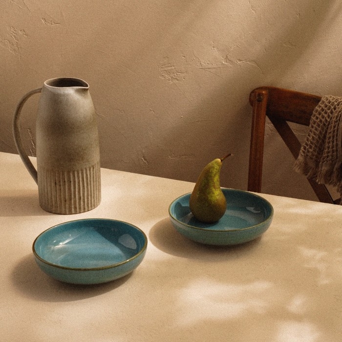 Набор тарелок глубоких фарфоровых SL Home &laquo;Аззура&raquo;, 18,5&times;5 см, цвет бирюзовый