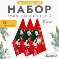 Набор полотенец "Доляна" Merry catmas 35х60см-3шт.,100% хлопок 160 г/м2 Набор полотенец "Доляна" Merry catmas 35х60см-3шт.,100% хлопок 160 г/м2