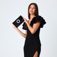 Сумка-клатч на магните, цвет чёрный