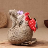 Оберег-домовой "Васек на мешковине, с красным мешком ",  26х21х21 см