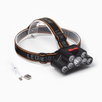 Фонарь налобный аккумуляторный, 10 Вт, 1000 мАч, 200 лм, LED, IPX3 Фонарь налобный аккумуляторный, 10 Вт, 1000 мАч, 200 лм, LED, IPX3