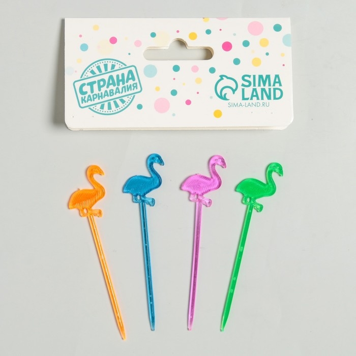 Шпажки для канапе &laquo;Фламинго&raquo;, набор 12 шт., цвета МИКС