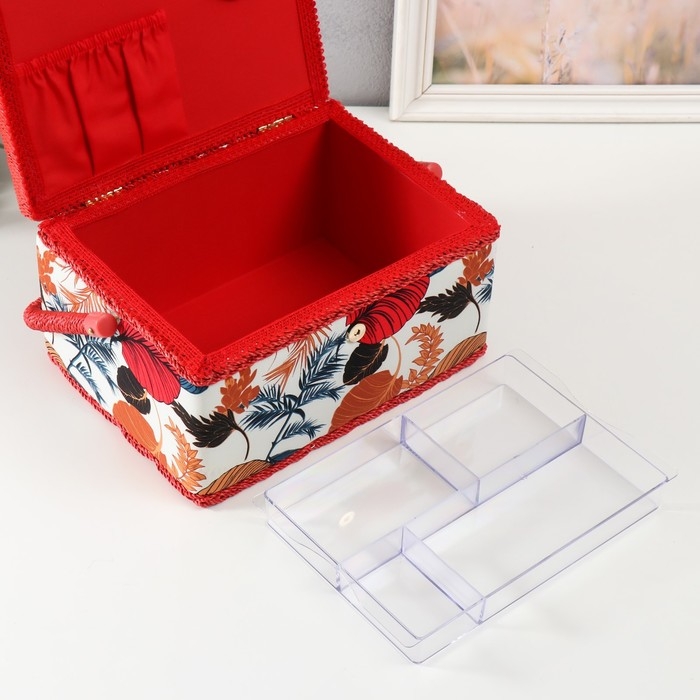 Шкатулка для рукоделия Шкатулка для рукоделия "Тропические листья" 19х26х14,5 см