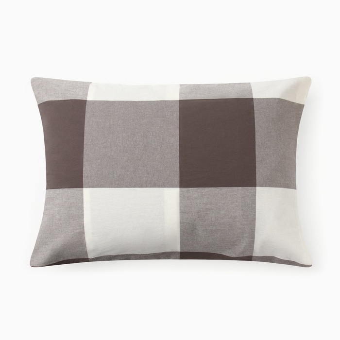 Наволочка Этель "Серая клетка"  50*70см, 100% жатый хлопок, 140 г/м&sup2;
