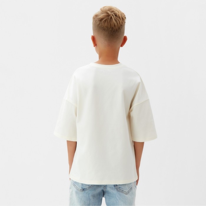 Футболка детская MINAKU: bascetball kids, цвет молочный, рост 110 см