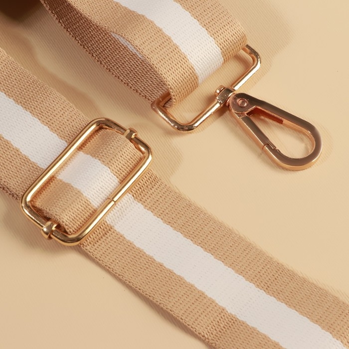 Ручка для сумки, стропа, 139 &plusmn; 3 &times; 3,8 см, цвет бежевый/белый