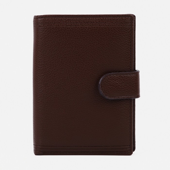 Портмоне мужское на кнопке, 3 в 1, для автодокументов, паспорта, карт, купюр, цвет коричневый Портмоне мужское на кнопке, 3 в 1, для автодокументов, паспорта, карт, купюр, цвет коричневый