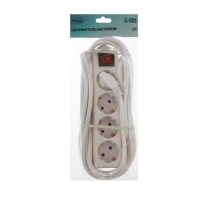 Удлинитель Luazon Lighting, 4 розетки, 5 м, 10 А, 2200 Вт, 3х1.5 мм2, с з/к, с выкл., Б