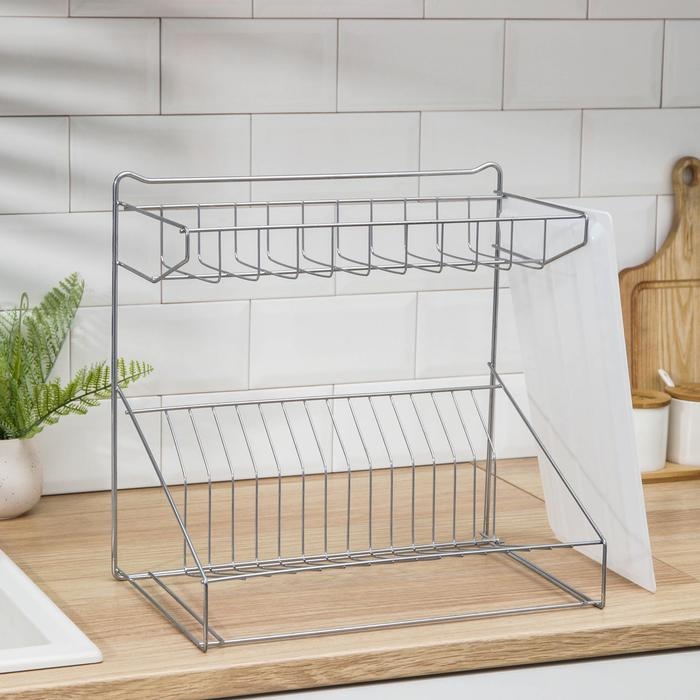 Сушилка для посуды с поддоном, 38&times;24&times;38 см, цвет хром