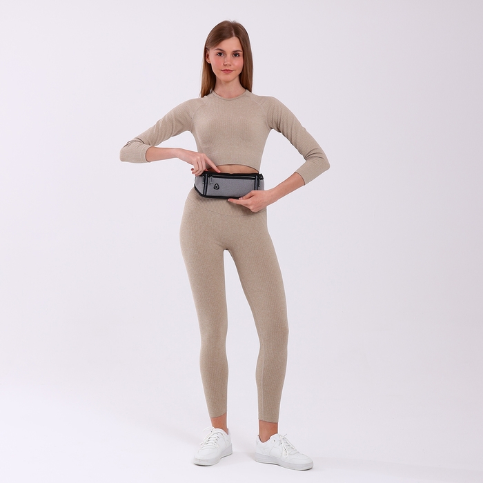 Поясная сумка на молнии, 3 отдела, цвет серый