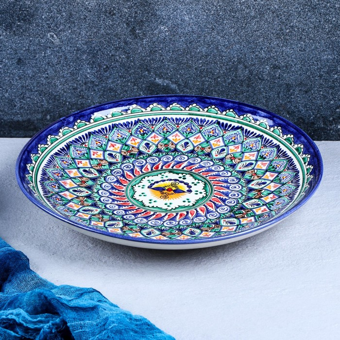 Ляган Риштанская Керамика Ляган Риштанская Керамика "Узоры", 32 см, синий
