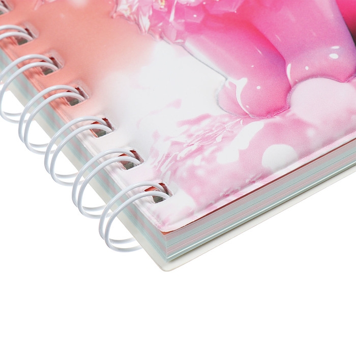 Записная книжка подарочная на гребне 80л,линия, цветной блок,обложка ПВХ 3D Кошка(17,6х13,5см)   105