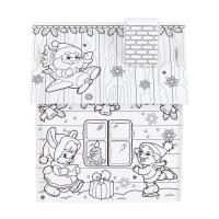 Домик-раскраска 3 в 1 &laquo;Весёлые зверята&raquo;, 5 фломастеров, 6 деталей