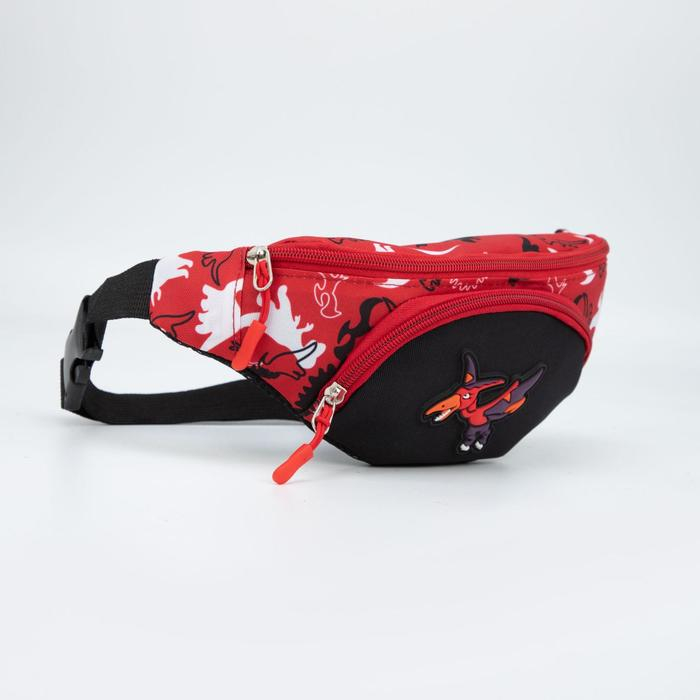 Сумка поясная, отдел на молнии, цвет красный, &laquo;Динозавр&raquo;