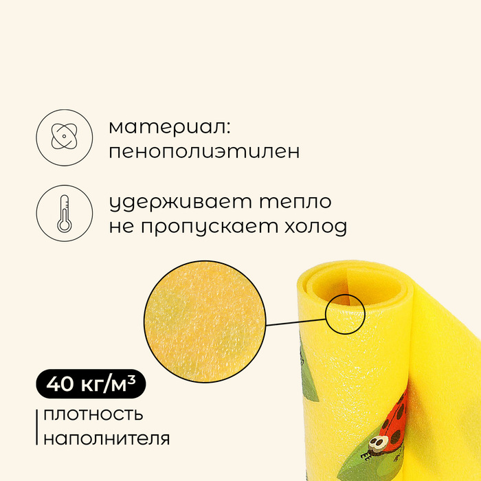 Коврик туристический maclay &laquo;Божья коровка&raquo;, 180х60х1 см, цвет жёлтый