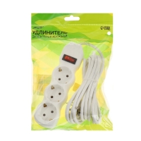 Удлинитель Luazon Lighting ECO, 3 розетки, 4.5 м, 16 А, 3500 Вт, ПВС 3х1 мм2, с з/к, с выкл