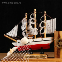 Корабль сувенирный на подставке, с двумя карандашницами 22*7*15см