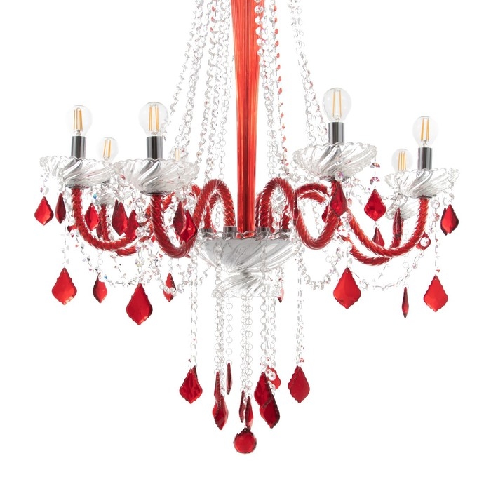 Люстра Люстра "Карина" 8хЕ14 40Вт красный 75х75х100-130см BayerLux