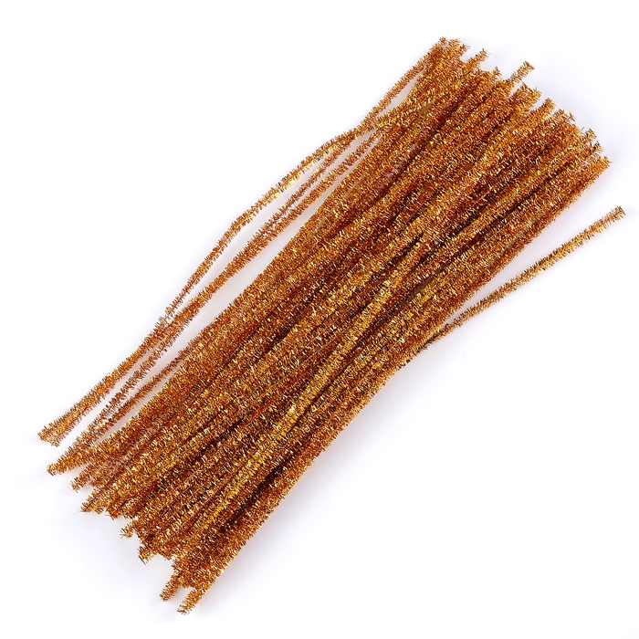 Проволока с ворсом для поделок &laquo;Блеск&raquo;, набор 50 шт, размер 1 шт: 30&times;0,6 см, цвет золотой