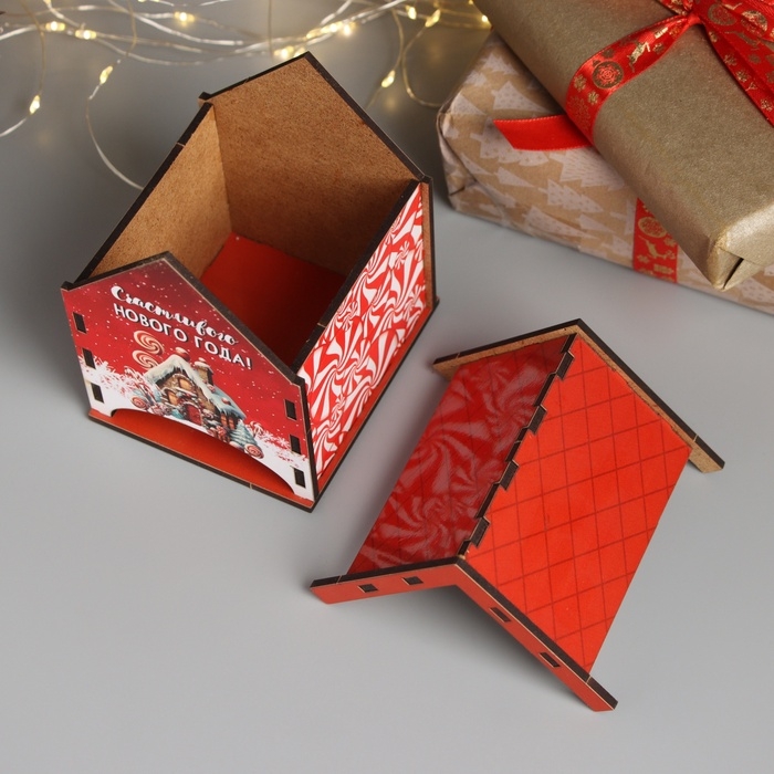 Новогодний чайный домик Новогодний чайный домик "Счастливого НГ" 10,5х9,5х12 см