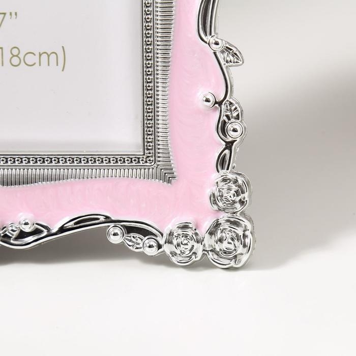 Фоторамка пластик под металл 13х18 см Фоторамка пластик под металл 13х18 см "Розы и эмаль" розовая и голубая 24х18,5 см, МИКС