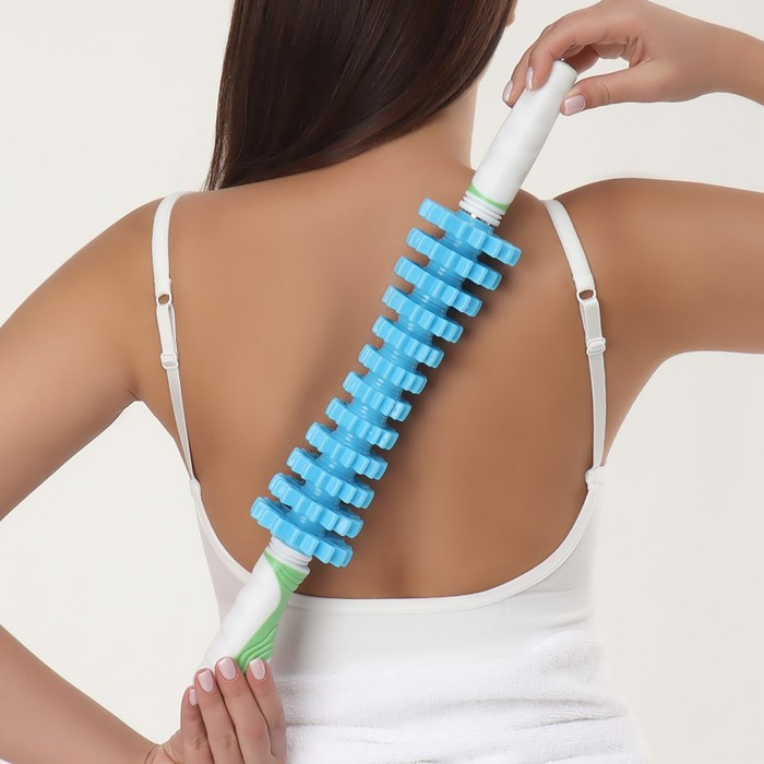 Массажёр &laquo;Скалка&raquo;, универсальный, 12 колёс, d = 7 &times; 45 см, цвет МИКС