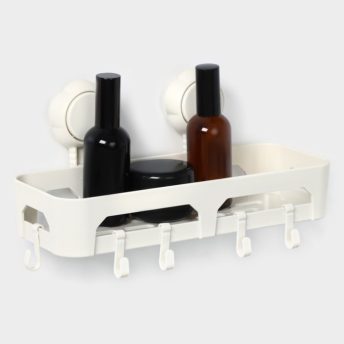 Полка на вакуумных присосках, 30×13×16 см, цвет белый Полка на вакуумных присосках, 30×13×16 см, цвет белый