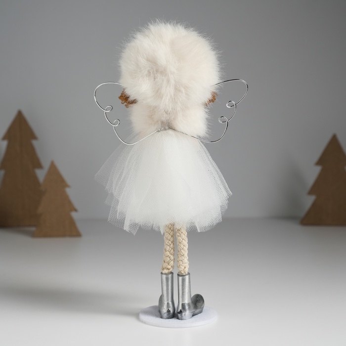 Кукла интерьерная "Ангелочек в мохнатой шапке и шубке" 5,5х8,8х18 см