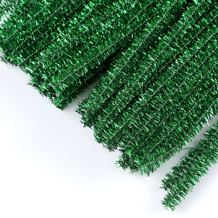 Проволока с ворсом для поделок &laquo;Блеск&raquo;, набор 50 шт, размер 1 шт: 30&times;0,6 см, цвет зелёный