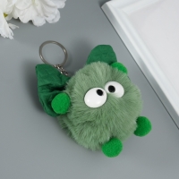 Пушистик на кольце "Мася с большим бантом" зелёный 12х8х8 см