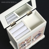 Шкатулка дерево комод 3 ящика+дверка "Единорог в цветах" 19х16х8 см