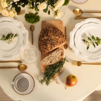 Скатерть Этель Home круглая 146 +/-2 см, цв. молочный, 100% хл, саржа 250 г/м2