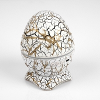 Световой прибор &laquo;Яйцо динозавра&raquo; 10 см, динамик, съёмная полусфера, свечение RGB, пульт ДУ, USB, белый