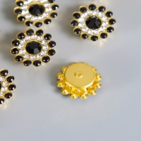 Декор для творчества пластик "Цветок-солнце чёрный" набор 12 шт 1,4х1,4 см
